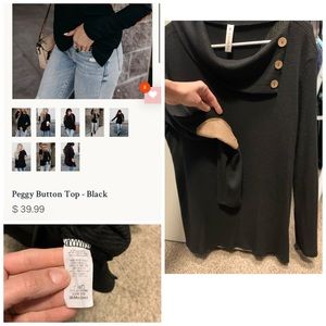 Peggy Button Top-Black M, Mindy Mae’s Market